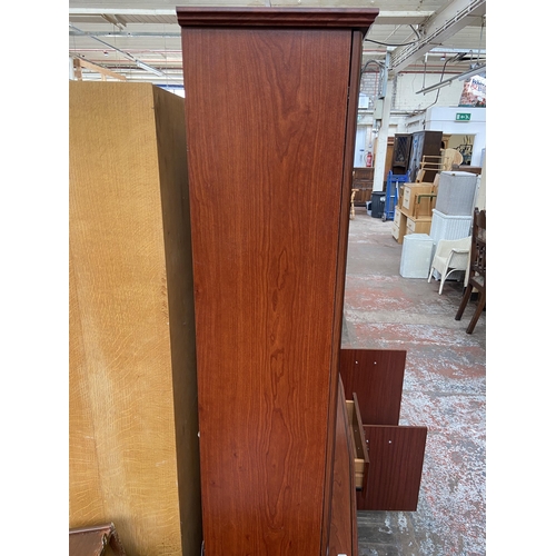 160 - A late 20th century mahogany effect display cabinet - approx. 187cm high x 125cm wide x 38cm deep