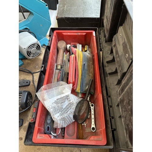 856A - A collection of items to include Curver tool box, heavy duty toolbox, hand tools etc.