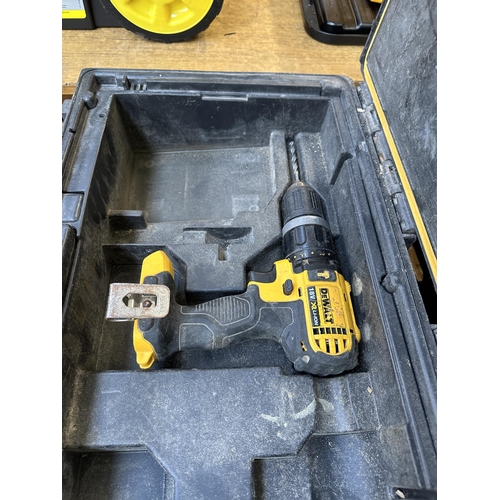 869 - Two cased DeWalt power tools, one DCD785 18v XR LI-ON cordless drill and one D25102 corded 110v SDS ... 