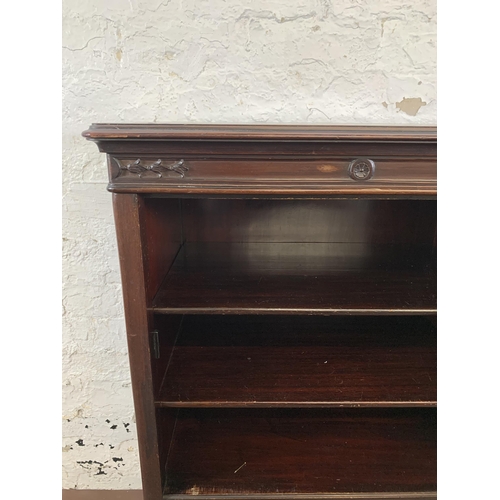 156 - An Edwardian carved mahogany side cabinet on cabriole supports - approx. 97cm high x 60cm wide cm 37... 