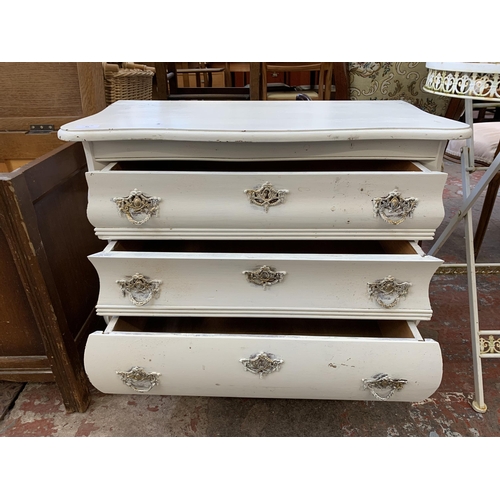 84 - A French Louis XV style white painted chest of drawers - approx.  67cm high x 74cm wide x 39cm deep