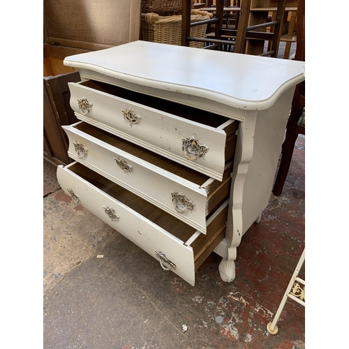 84 - A French Louis XV style white painted chest of drawers - approx.  67cm high x 74cm wide x 39cm deep