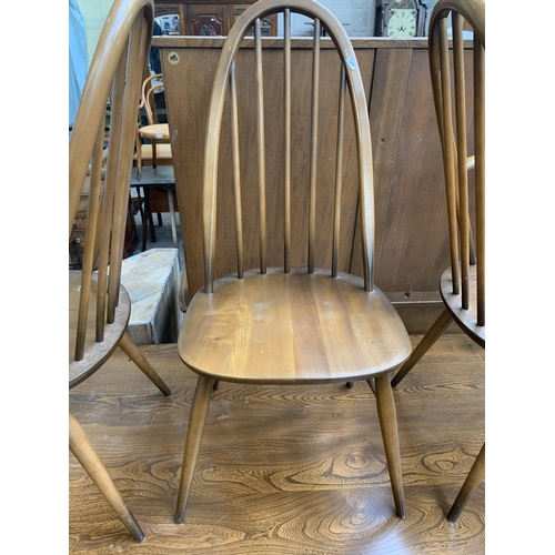 92 - An Ercol Golden Dawn elm and beech dining table and six Quaker dining chairs - table approx. 72cm hi... 