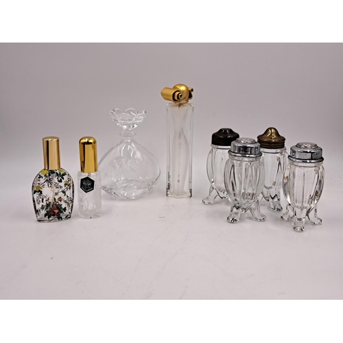 293 - Eight pieces of glassware to include Stuart Crystal scent bottle etc.