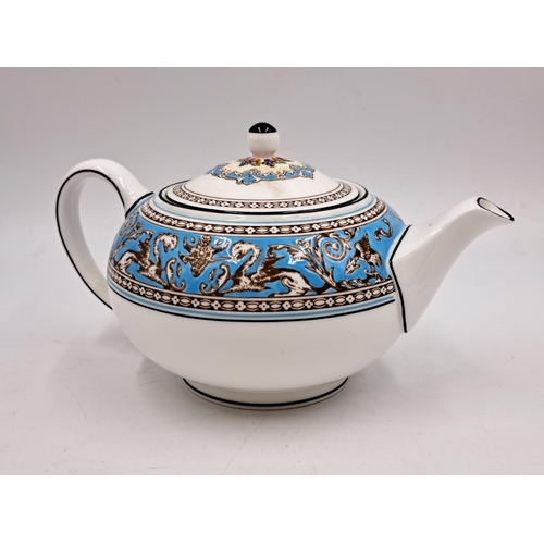 295 - A Wedgwood Florentine Turquoise bone china teapot - approx. 11cm high