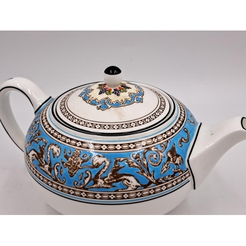 295 - A Wedgwood Florentine Turquoise bone china teapot - approx. 11cm high