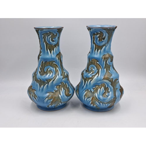 296 - A pair of Art Deco Thomas Forrester & Sons Ltd. Phoenix Athens vases - approx. 24cm high