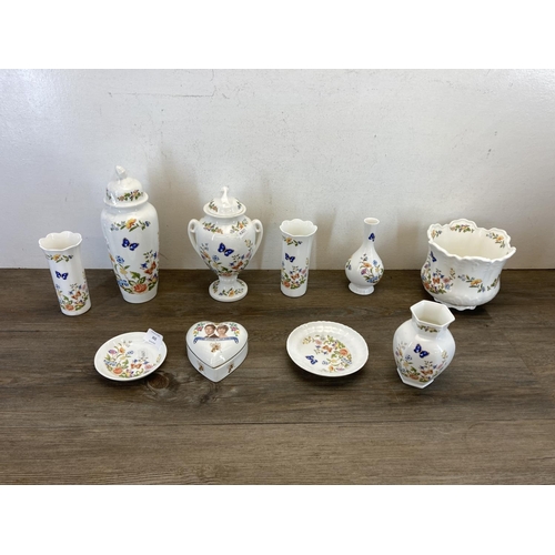 302 - Nine pieces of Aynsley Cottage Garden bone china and one Croft china commemorative trinket box