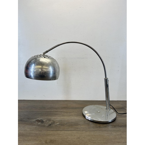 501 - A late 20th century Arc style chrome plated desk lamp