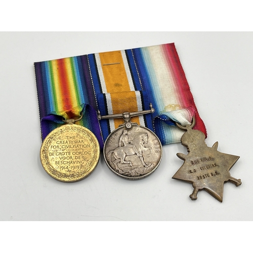 2022 - A WWI South African medal trio presented to 2DE K/A.O. C.d. Cilliers 20STE B.S.