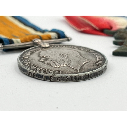 2024 - A WWI South African medal trio presented to Dvr. J.F.C. Stroebel S.A.S.C.-T.&R.