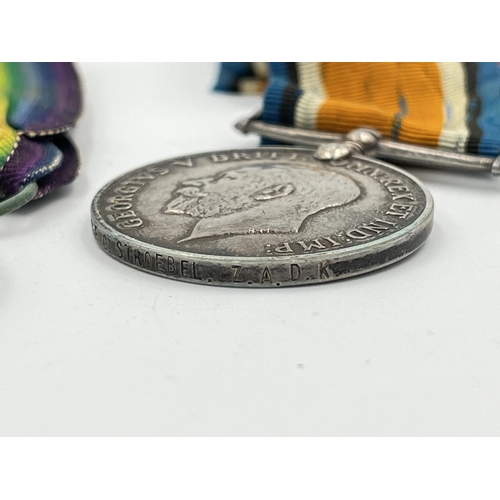 2024 - A WWI South African medal trio presented to Dvr. J.F.C. Stroebel S.A.S.C.-T.&R.