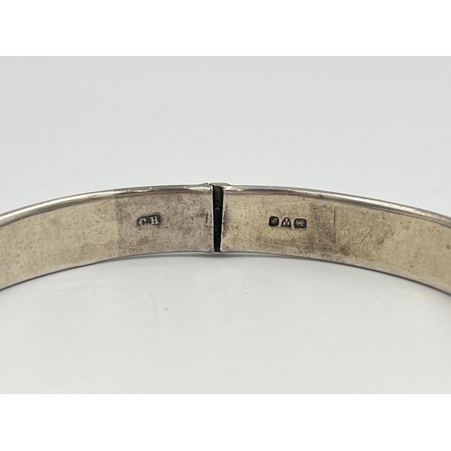 2234 - A Charles Horner hallmarked Chester silver foliate etched bangle, dated 1915 - approx. gross weight ... 