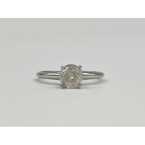 A 14ct white gold 1ct natural diamond solitaire ring, colour range G-I, round cut 6.2mm, size M - approx. gross weight 2.1g