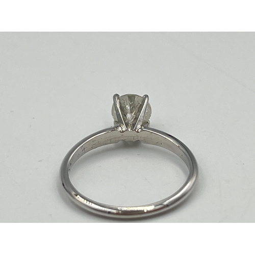 2238 - A 14ct white gold 1ct natural diamond solitaire ring, colour range G-I, round cut 6.2mm, size M - ap... 