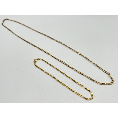 2244 - Two pieces of 9ct gold jewellery, one bracelet and one necklace - approx. gross weight 2.2g