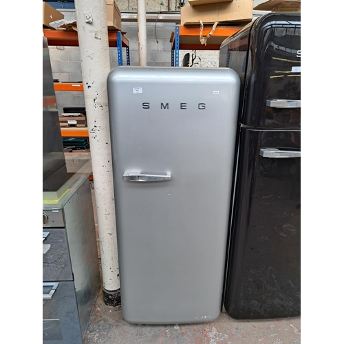 734 - A Smeg S28STRP3 American style upright fridge - approx. 146cm high