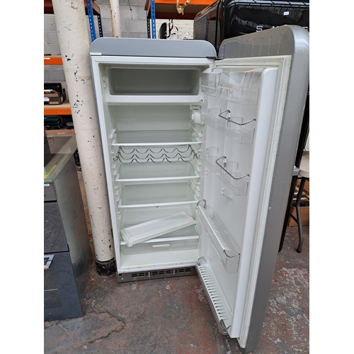 734 - A Smeg S28STRP3 American style upright fridge - approx. 146cm high