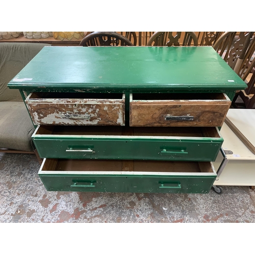 147 - An Edwardian green painted chest of drawers - approx. 84cm high x 107cm wide x 50cm deep