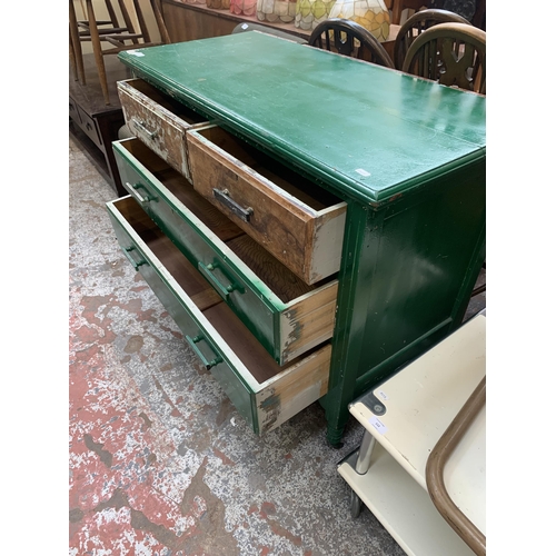 147 - An Edwardian green painted chest of drawers - approx. 84cm high x 107cm wide x 50cm deep