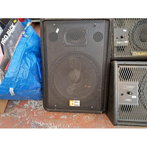 791 - Six items, four wedge monitor speakers to include Carlsbro EM12, Kinetics K100M etc., one pair of Da... 