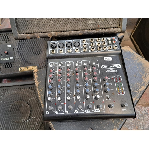 791 - Six items, four wedge monitor speakers to include Carlsbro EM12, Kinetics K100M etc., one pair of Da... 