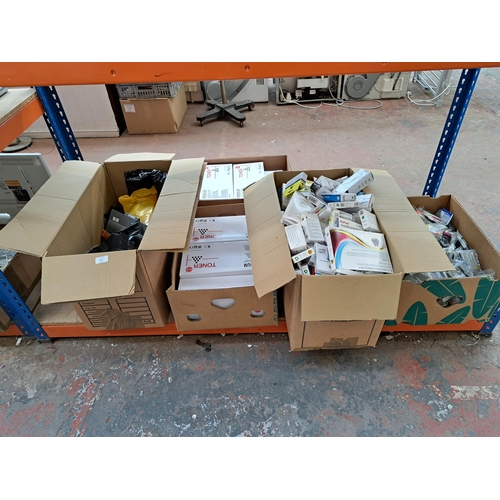 837 - Five boxes containing a large quantity of printer ink and toner cartridges