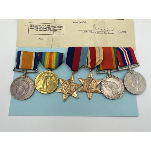 2049 - A WWI and WWII South African medal pair and quadlet presented to 186122 F.C. Liebenberg with origina... 