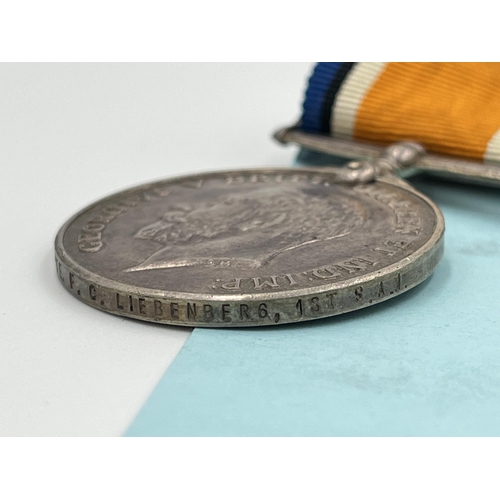 2049 - A WWI and WWII South African medal pair and quadlet presented to 186122 F.C. Liebenberg with origina... 