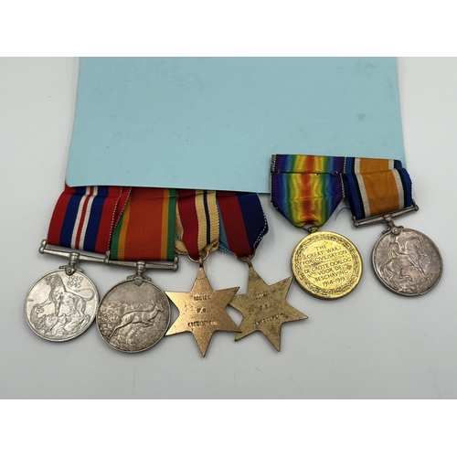 2049 - A WWI and WWII South African medal pair and quadlet presented to 186122 F.C. Liebenberg with origina... 