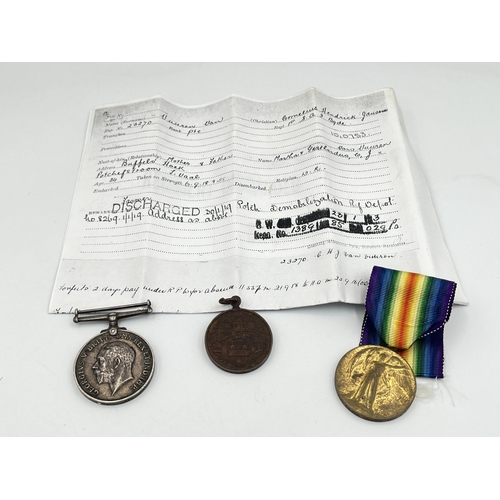 2050 - Three WWI South African medals, one pair presented to Burg. C.HJ. Van Vuuren 11DE. B.S. and one Joha... 