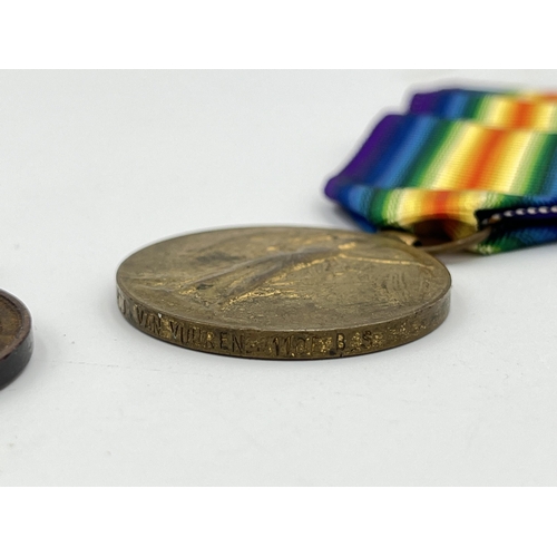 2050 - Three WWI South African medals, one pair presented to Burg. C.HJ. Van Vuuren 11DE. B.S. and one Joha... 