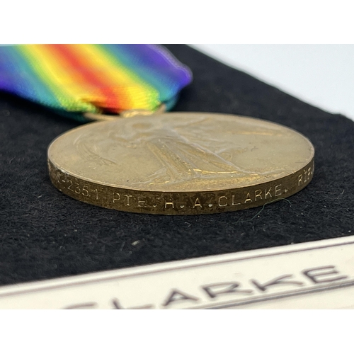 2051 - A WWI British medal trio presented to Z-2351 Pte. H.A. Clarke Rif. Brig. who was killed in action on... 