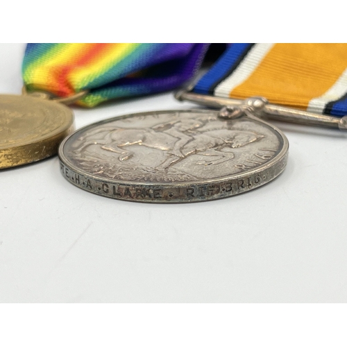 2051 - A WWI British medal trio presented to Z-2351 Pte. H.A. Clarke Rif. Brig. who was killed in action on... 