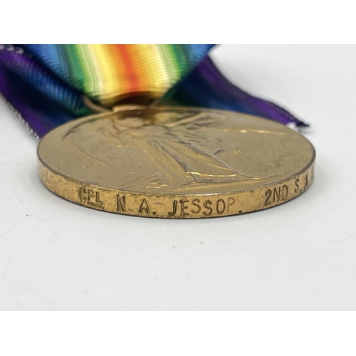 2052 - A WWI South African medal pair presented to A/Sjt. N.A. Jessop 2nd S.A.I. with printouts of associat... 