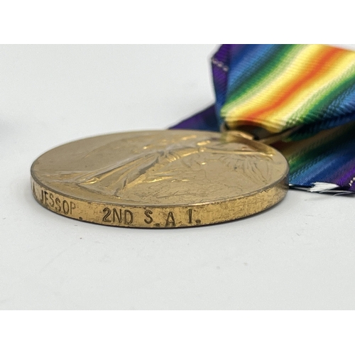 2052 - A WWI South African medal pair presented to A/Sjt. N.A. Jessop 2nd S.A.I. with printouts of associat... 