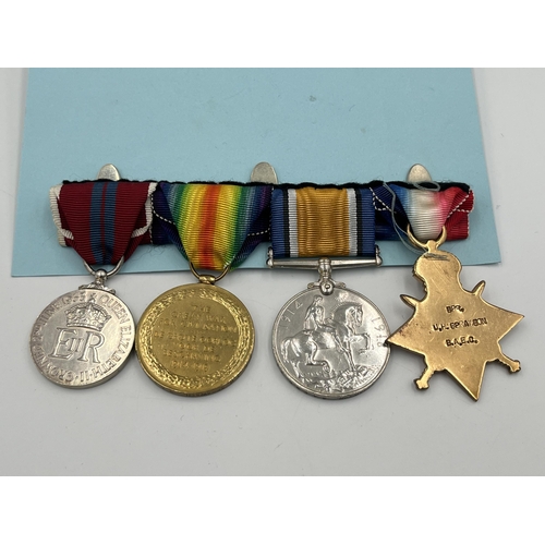 2053 - A WWI South African medal trio presented to Spr. J.H. Sprawson S.A.C.S.C. R.E. with printout of asso... 