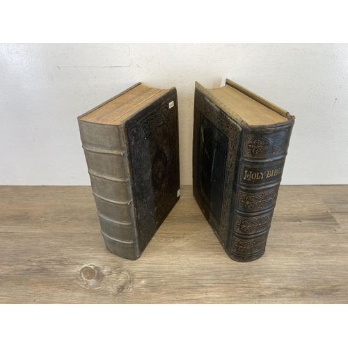 524 - Two 19th century leather bound bibles