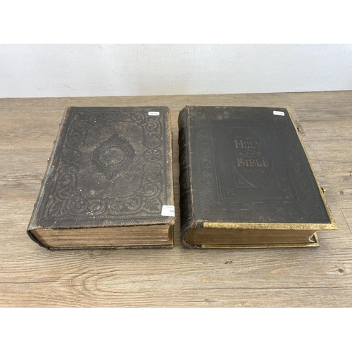 524 - Two 19th century leather bound bibles