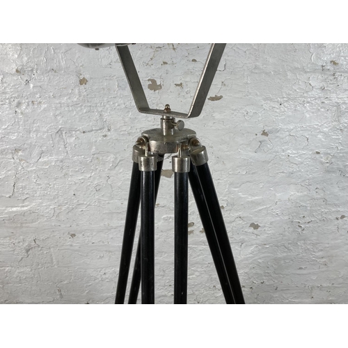 532 - A contemporary theatre style spotlight on adjustable tripod base - approx. 168cm high