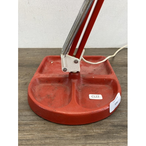 534 - A 1970s HCF of Denmark red Anglepoise desk lamp on cast iron base