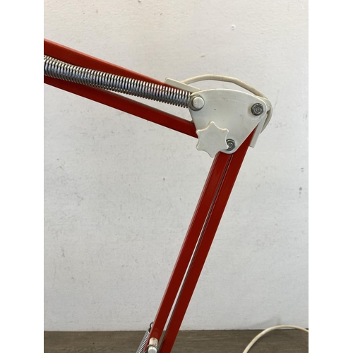 534 - A 1970s HCF of Denmark red Anglepoise desk lamp on cast iron base