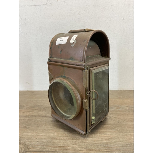 545 - A Victorian Shand Mason fire engine lantern - approx. 28cm high x 13cm wide