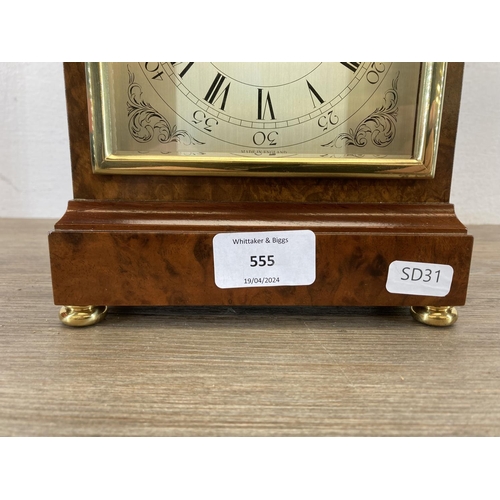 555 - A vintage Comitti of London walnut and mahogany cased presentation mantle clock - approx. 23.5cm hig... 