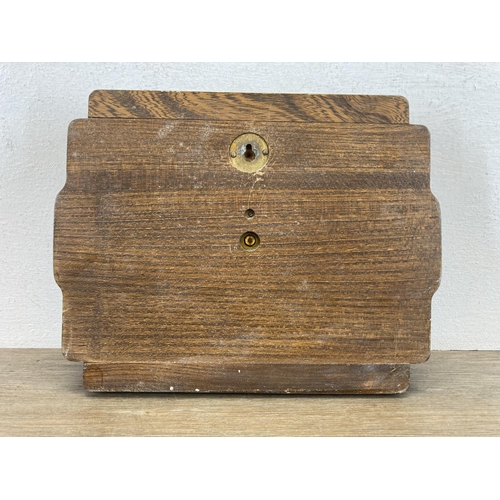 563 - An Art Deco Shortland Smiths oak cased barometer - approx. 24cm wide x 19cm high