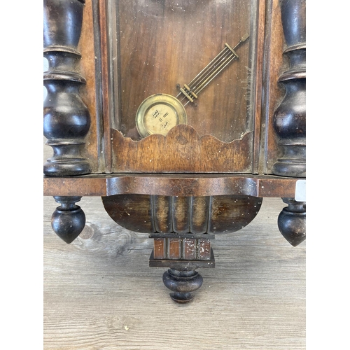 568 - A 19th century mahogany chiming Vienna wall clock - approx. 72cm high x 33cm wide