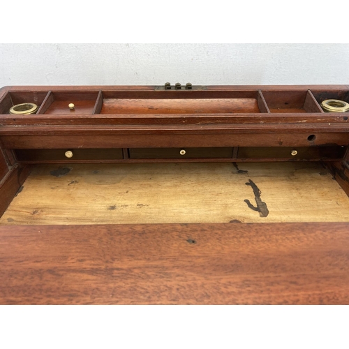 588 - A 19th century campaign style mahogany writing slope - approx. 17cm high x 50cm wide x 26cm deep