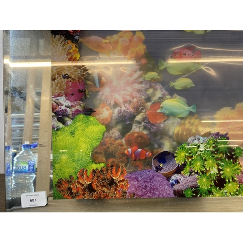 607 - A 1970s illuminated aquarium with mirror sides - approx. 98cm wide x 48cm high