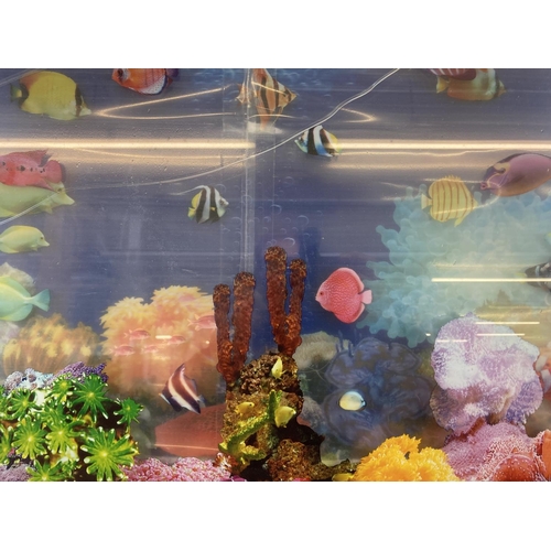 607 - A 1970s illuminated aquarium with mirror sides - approx. 98cm wide x 48cm high