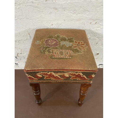 118 - A Victorian mahogany and tapestry upholstered stool